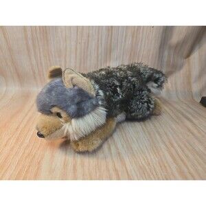 Miyoni By Aurora Plush Wolf 18" Long Soft Stuffed Animal Toy Gray Cream W/Tag